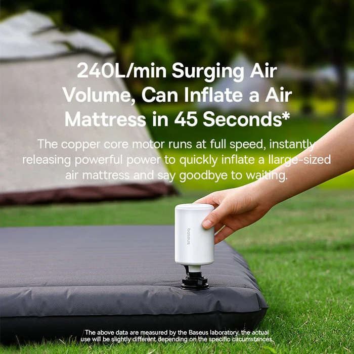 White - Baseus 5 in 1 Portable Air Pump Inflator Deflator Vacuum Storage for Air Mattresses Beds Swi