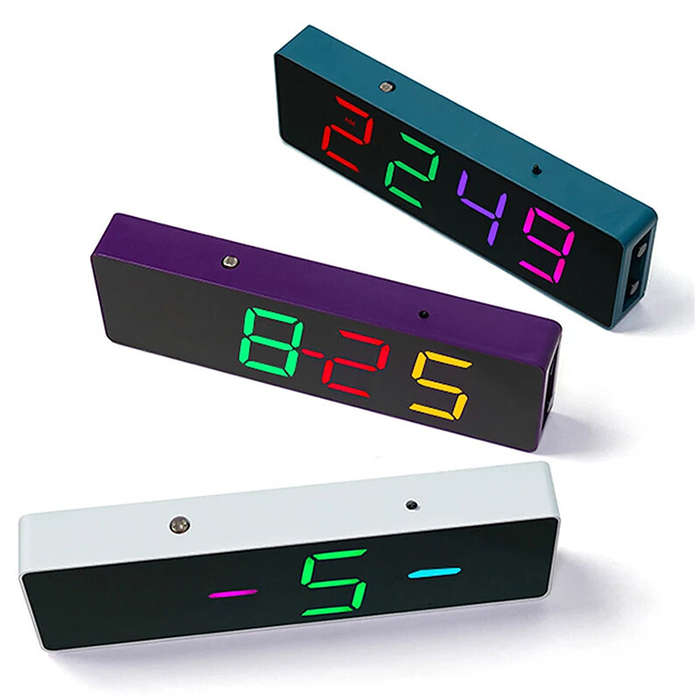 Blue - Colorful Digital Clock DIY Kit Colorful Rgb Clock Microcontroller Soldering Exercise Practica
