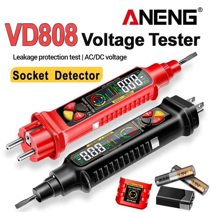 US Plug - ANENG VD808 Electrical Circuit Tester Portable Voltage Detector with LCD Screen for AC DC