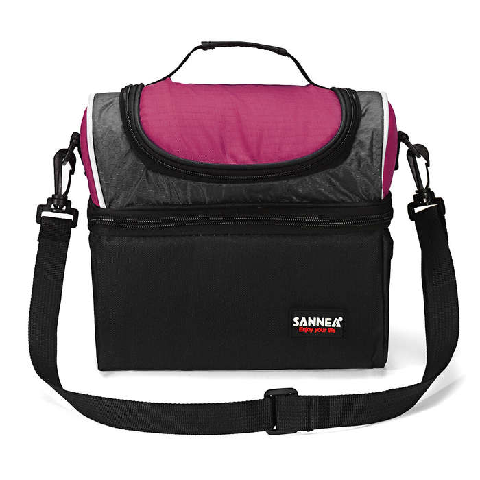Blue - 6.7L Picnic Bag Waterproof Lunch Shoulder Bag Portable Dual Compartment Camping Thermal Bag I