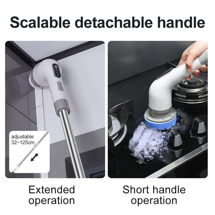Black - Multifunctional Electric Cleaning Brush with 9 Replaceable Heads for Kitchen Bathroom 3-spee