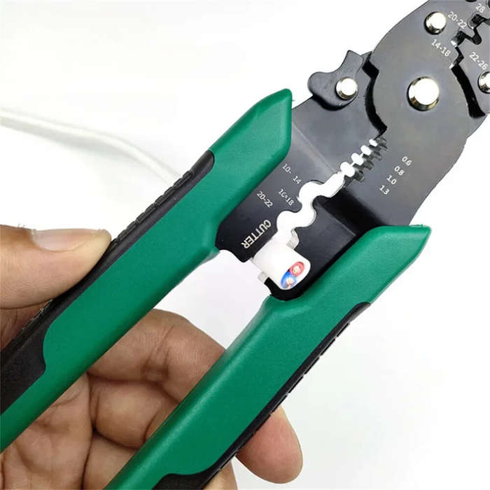 Green - Multi-function Mini Electric Terminal Crimping Pliers With Wire Stripping Cutting Hand Crimp