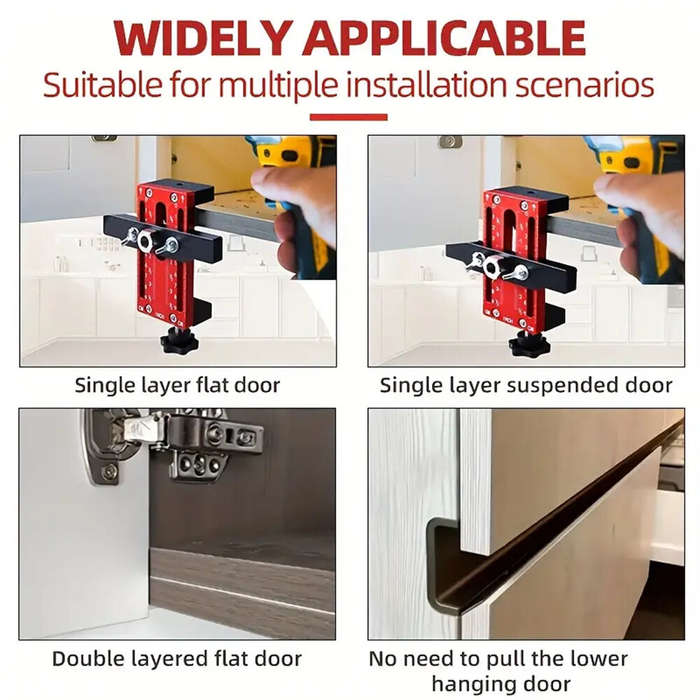 Red - Adjustable Aluminum Alloy Cabinet Door Positioner Clamp 5-45mm One-Hand Operation for Most Cab