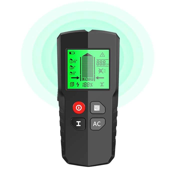 5-in-1 Stud Finder Wall Scanner with Backlit Display - Accurately Detect Wood Metal Studs Live AC Wi