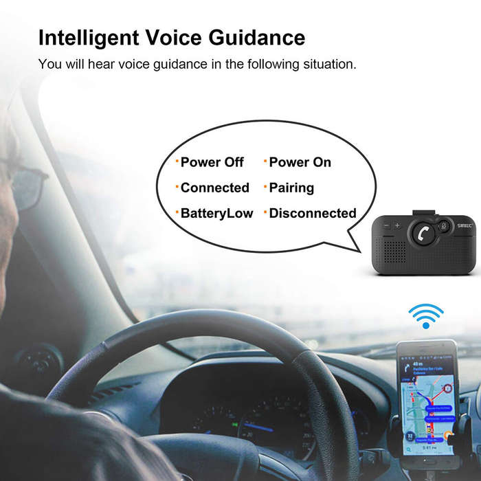 Black - Handsfree Bluetooth Car Kit for Cell Phone, Wireless Bluetooth Speaker for Car, AUTO Power O