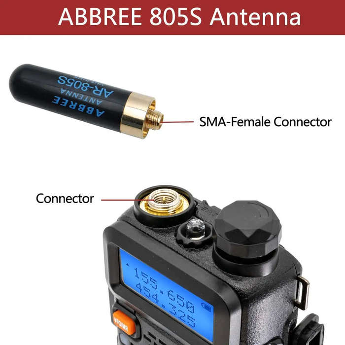 50mm - ABBREE AR-805S Dual Band Antenna 144MHz 430MHz 10W SMA-Female Connector High Gain Compact Des