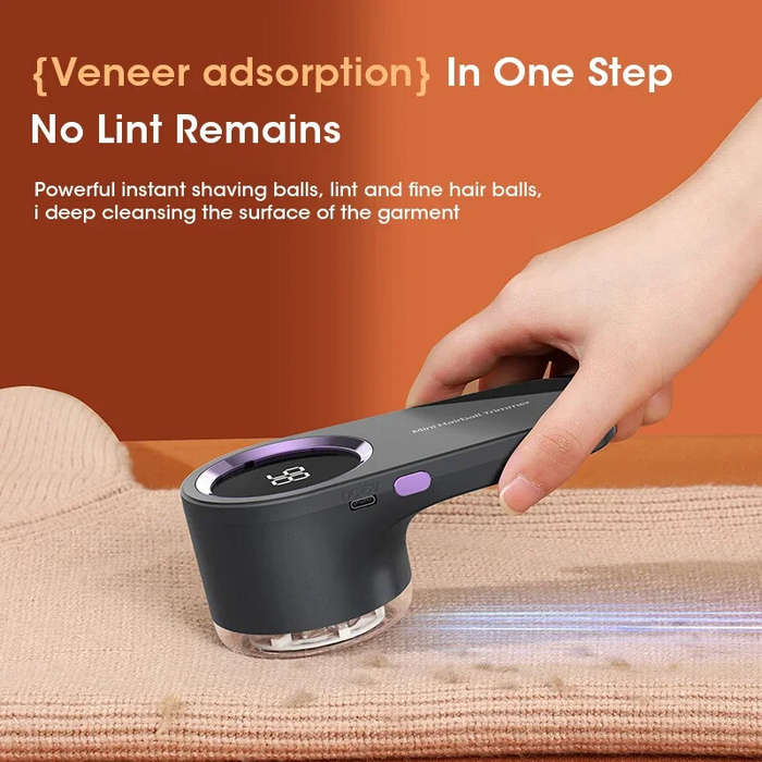 Grey - Lint Remover Electric Hairball Trimmer Smart LED Digital Display Fabric USB Charging Portable