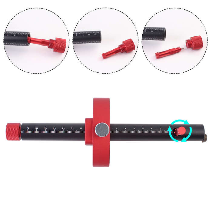 Black - Wheel Marking Gauge Aluminum Alloy Scribe Tool Parallel Line Drawing Mortise Scribing for Wo