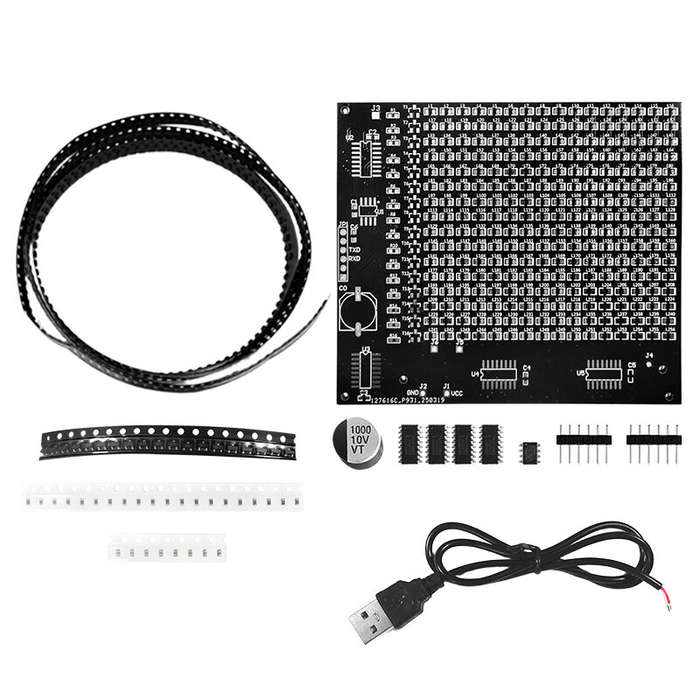 DIY Kit - SMD Dot Matrix Advertising Screen Kit 256 LED 5V DC Pre-Programmed Microcontroller DIY Ele
