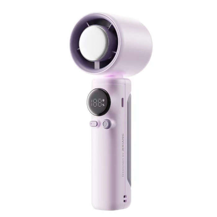 White - Tevorex Handheld High-speed Small Fan 100-speed Adjustable Wind Turbo Digital Display Ice Co