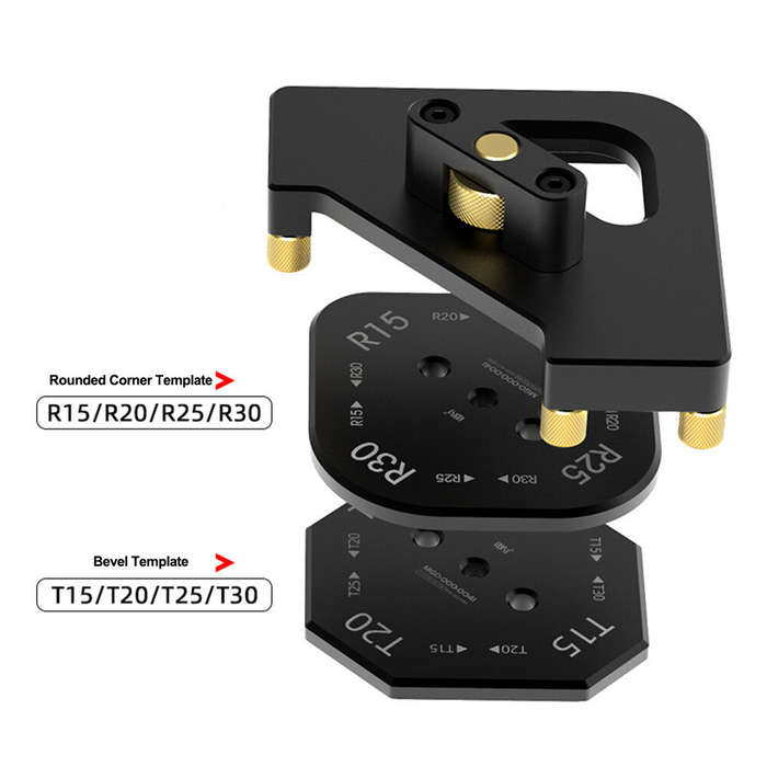 Red - Arc/T Corner Gauge Aluminum Alloy Woodworking Chamfering Template Tool with Quick Change Featu