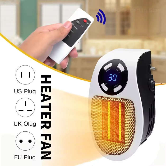 EU - Portable Wall-Mounted Electric Heater 500W Low Energy Consumption Adjustable Thermostat LED Dis