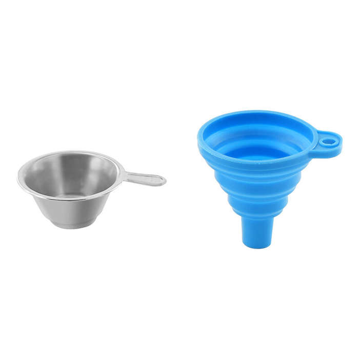 Green - TWO TREES Collapsible Silicone Funnels and Stainless Steel Resin Filter Cups for Pouring Res