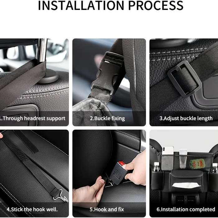Grey - Car Interior Large Capacity Fluffy Faux Leather Storage Organizer Car Seat Back Storage Bag