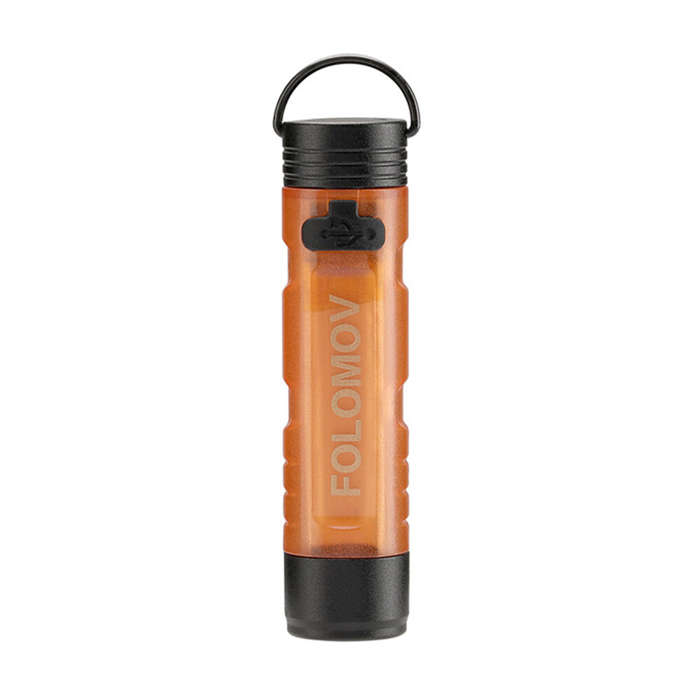 Orange - Folomov Keychain Flashlight 300LM Mini Pocket Light Outdoor Key Clip Cap Ambient LED Long E