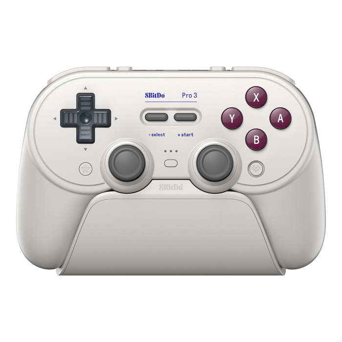 Grey - 8Bitdo Pro 3 Tri-mode Gaming Controller with Charging Dock Hall Effect Triggers TMR Joystick