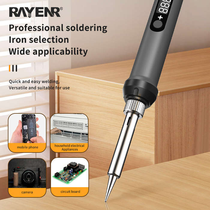 Black - 15 in 1 Rayenr Digital Soldering Iron 60W Temperature Control Ceramic Heating Rapid Heating