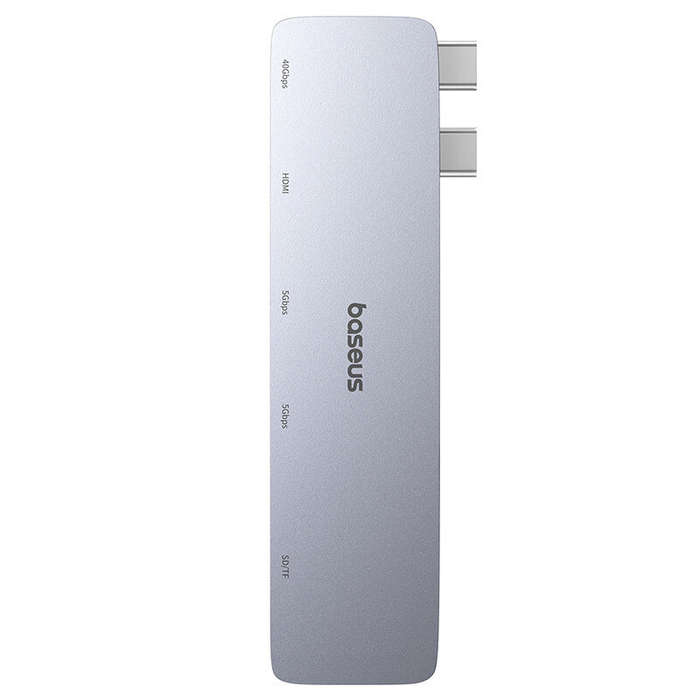 Grey - Baseus 6 in 1 Dual Type-C Docking Station USB-C Hub Adapter with USB3.0*2 / Thunderbolt3/4 /