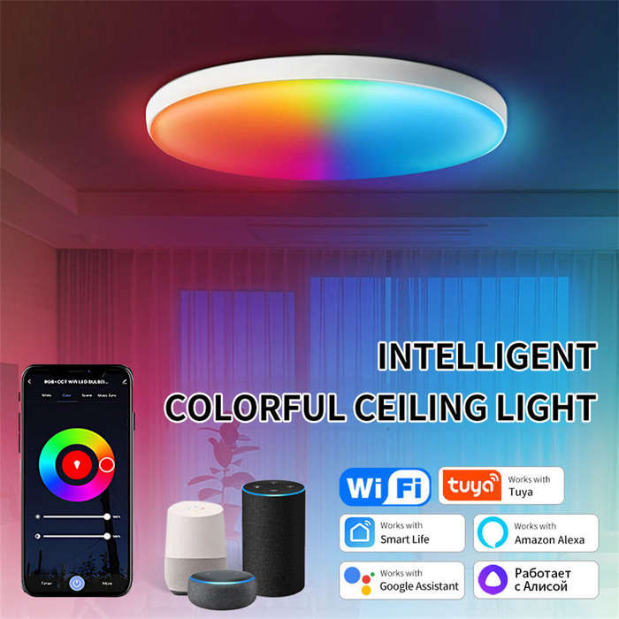 White - Elfeland 24W 30cm Smart LED Ceiling Light RGB+White Light WiFi APP & Voice Control 3000K~650