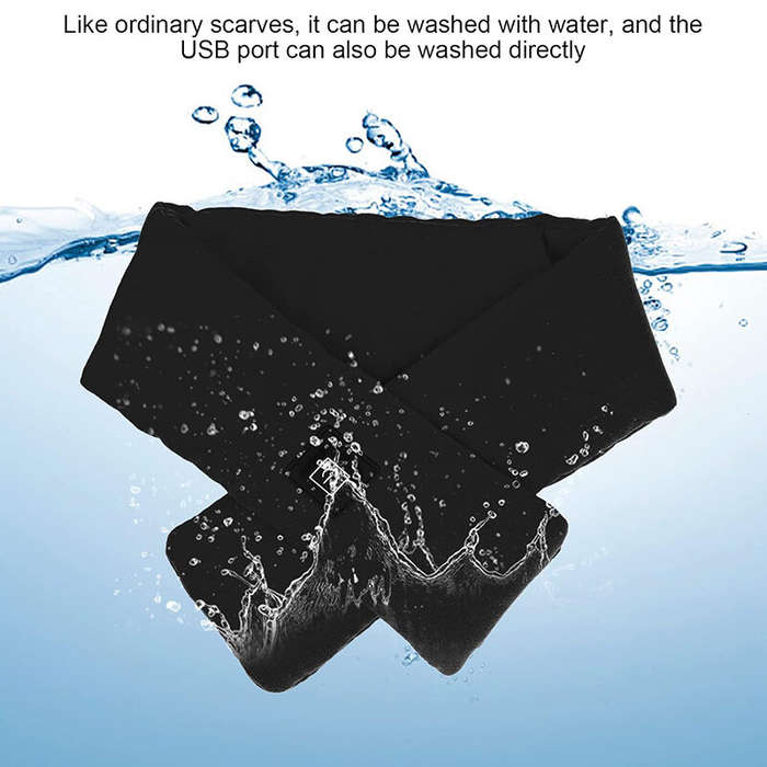 Black - TENGOO Winter Heated Scarf 3 Levels Adjustable Temperature USB Charging Neck Warmer Intellig