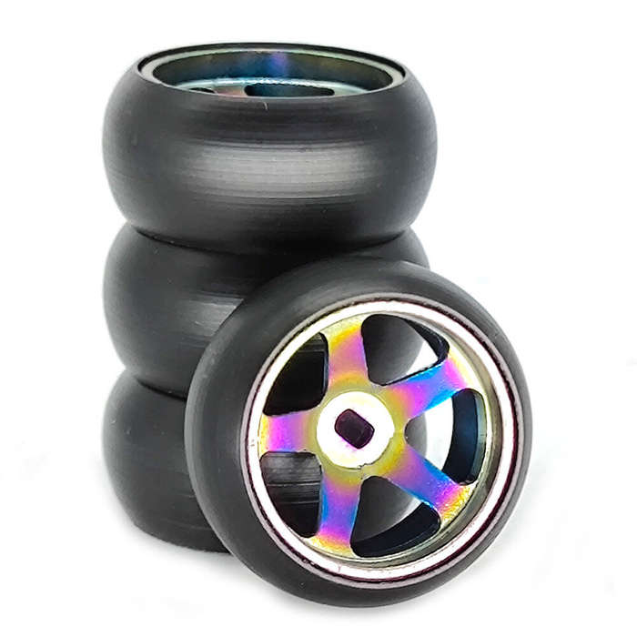 Colorful - 4PCS Drift Tires Wheels Metal Rims for Wltoys Mini-Q 1/28 K969 K989 P939 284131 On-Road R