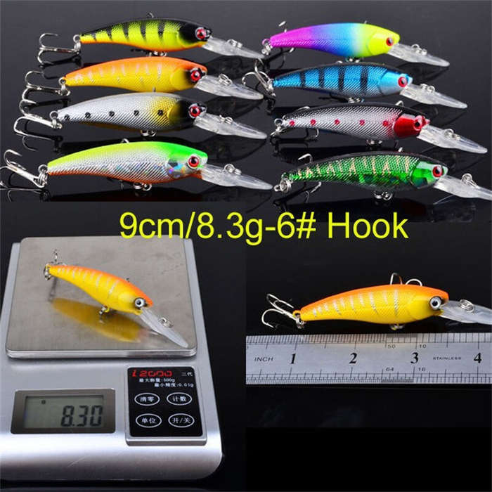 ZANLURE 20pcs Set 3D Eyes Bass Shape Fishing Crankbait Kit Hard Lures Freshwater Saltwater Japan Sea