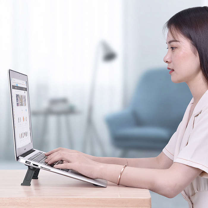 White - Oatsbasf Foldable Laptop Stand Holder for iPad Macbook Pro Air Xiaomi Notebook Tablet Cooler