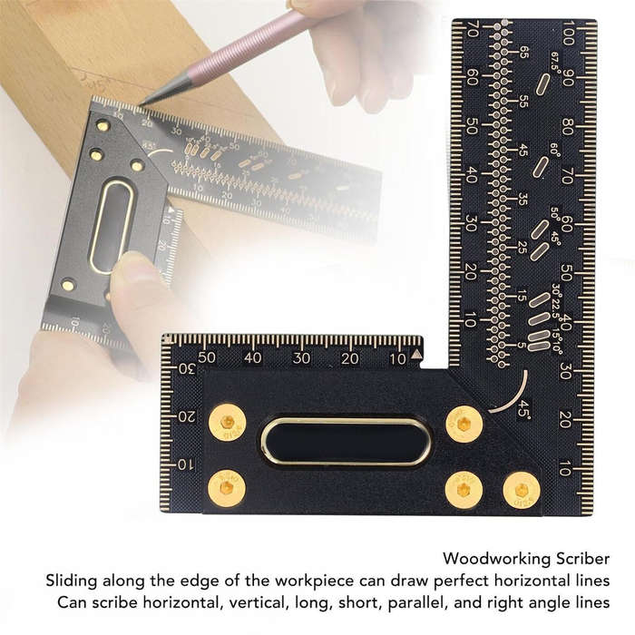 #A - Aluminum Alloy Multi-angle Measuring Ruler Square Ruler Parallel Line Drawing Hole Scribing Rul