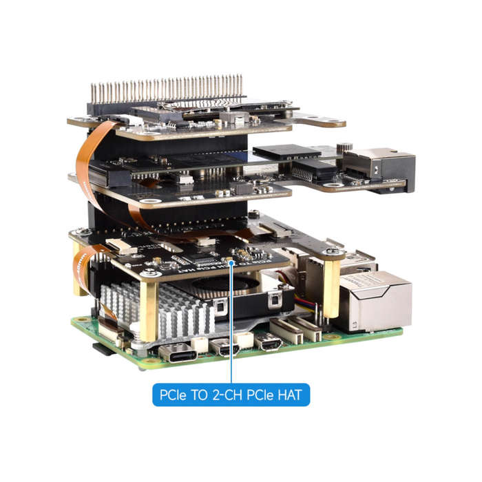 Board Only - 2-Ch PCIe FFC Adapter Board For Raspberry Pi 5 Expands 2-Ch PCIe FFC Connectors Support