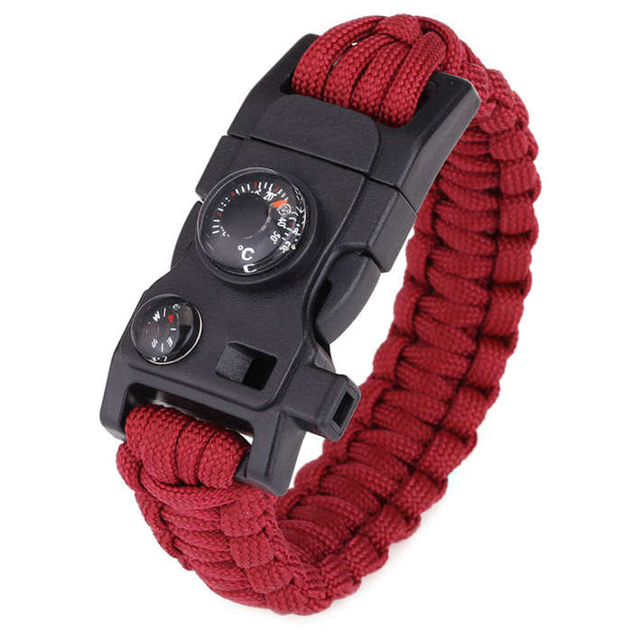 Black - Multi-Functional Survival Paracord Bracelet with Fire-Stone High Precision Mini Compass and
