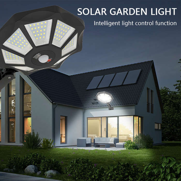 168LED - Outdoor Solar Street Light 168LED Solar Wall Light with Motion Sensor for Garden Warehouse