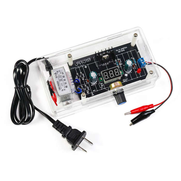 US 110V - DIY LM317 Adjustable Voltage Regulator 1.25V-12V 2W Power Supply Kit with Digital Display