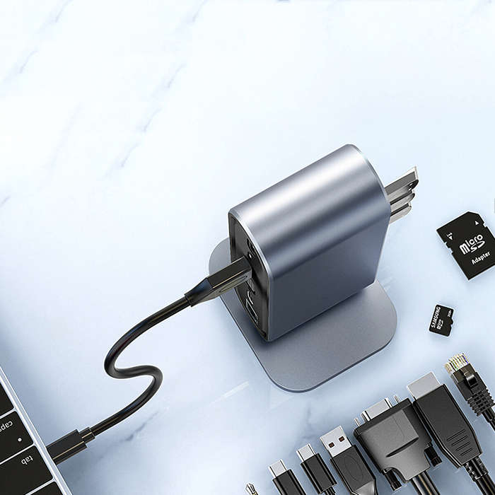 13 In 1 USB-C Hub Docking Station Adapter with 1 * USB 3.0/3 * USB 2.0/100W Type-C PD/3 * Type-C/4K
