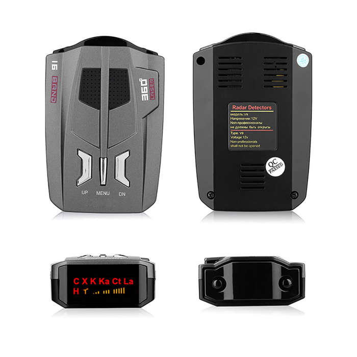 Black - Car Radar V9 360GPS Speed Police Safe Detector Voice Alert Laser 800m