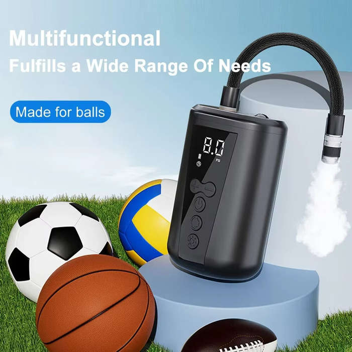 Black - 15Psi Cordless Air Pump Inflator Air Compressor Digital LCD Display Pressure Gauge with LED