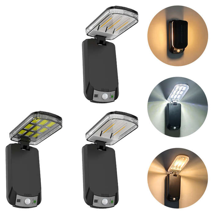 #A - Elfeland Solar Powered Outdoor Wall Light Remote Control Waterproof 3 Lighting Modes Energy Sav