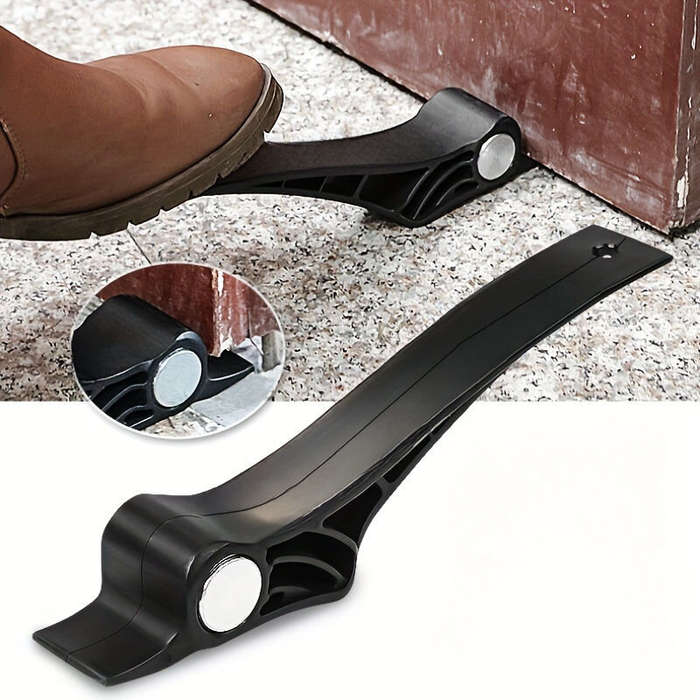 Black - Wooden Door Lifter Quick Installation Tool 25cm Non-Marring Plastic Lifts 1.5 Inches Floorin