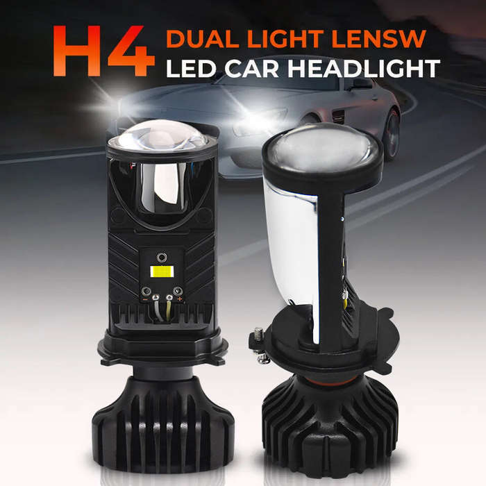 Infitary 12-36V Pair H4 LED Projector Headlight 6500K 55W Headlamp Universal for Cars and Motorcycle
