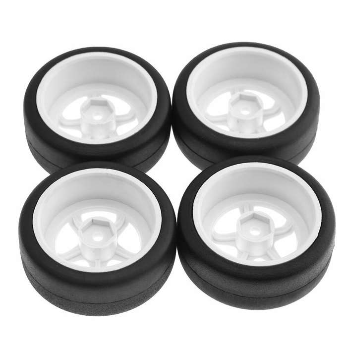 White - RS 12mm Hex RC Car Wheel Tires for 1/10 Tamiya TT02 XV01 HSP Kyosho Wltoys Remote Control Pa