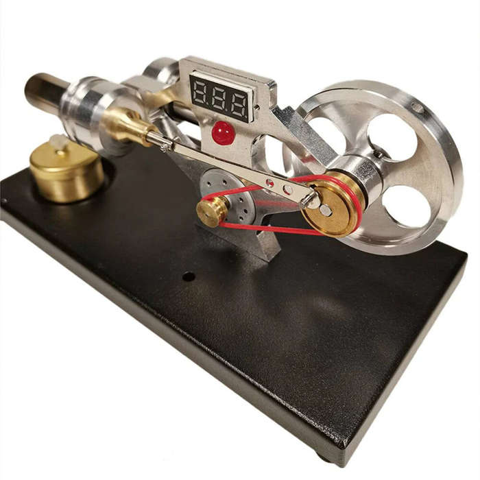 Silver - STARPOWER YH001 Type Digital Stirling Engine Model with Glow Lamp Bead and Voltmeter Physic
