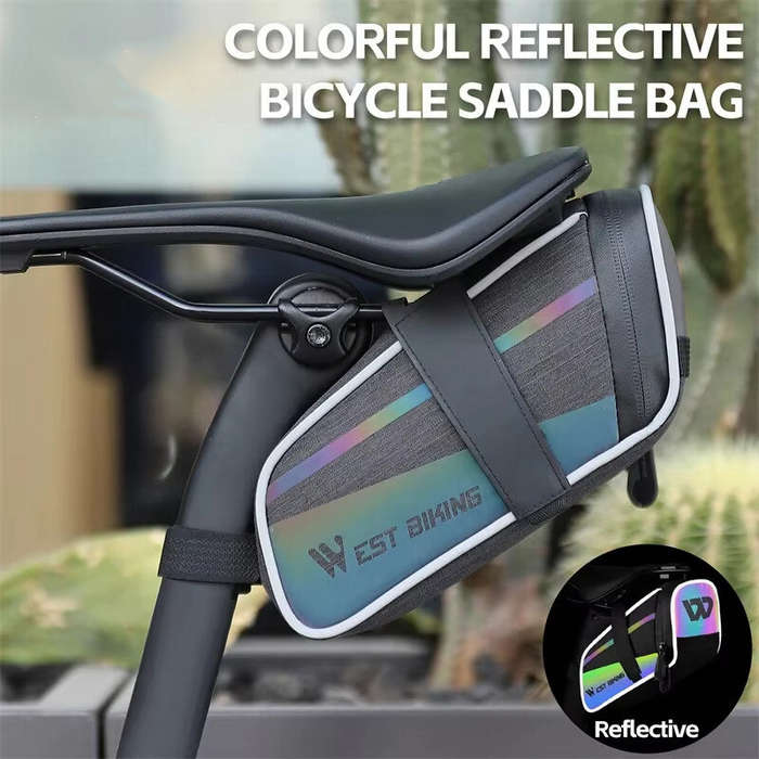 Colorful - WEST BIKING 1.8L Colorful Reflective Bicycle Saddle Bag Waterproof Portable Cycling Tool