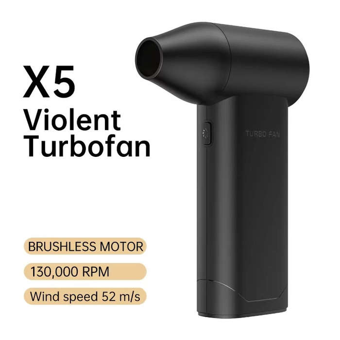 White - 130,000RPM 52m/s Turbo Fan Compact High Speed Hair Dryer Camping Turbofan Cordless Handheld