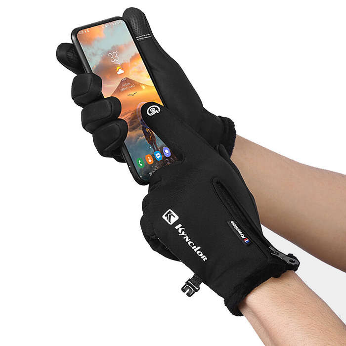 M - Warm Cycling Gloves Wear-resistant Touch Screen Waterproof Windproof Gloves for Outdoor Sport Ru