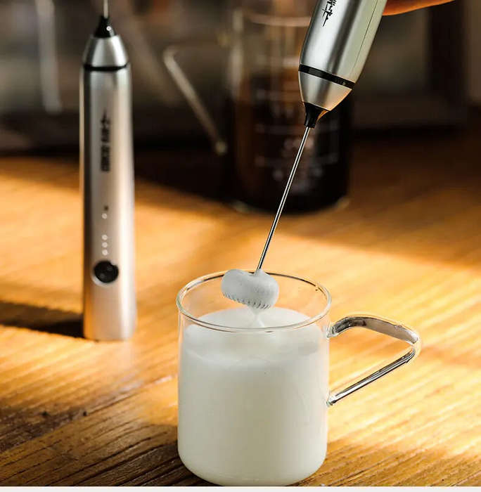 Black - MHW-3BOMBER Electric Milk Frother Handheld Milk Foam Maker 304 Stainless Steel Handheld Egg