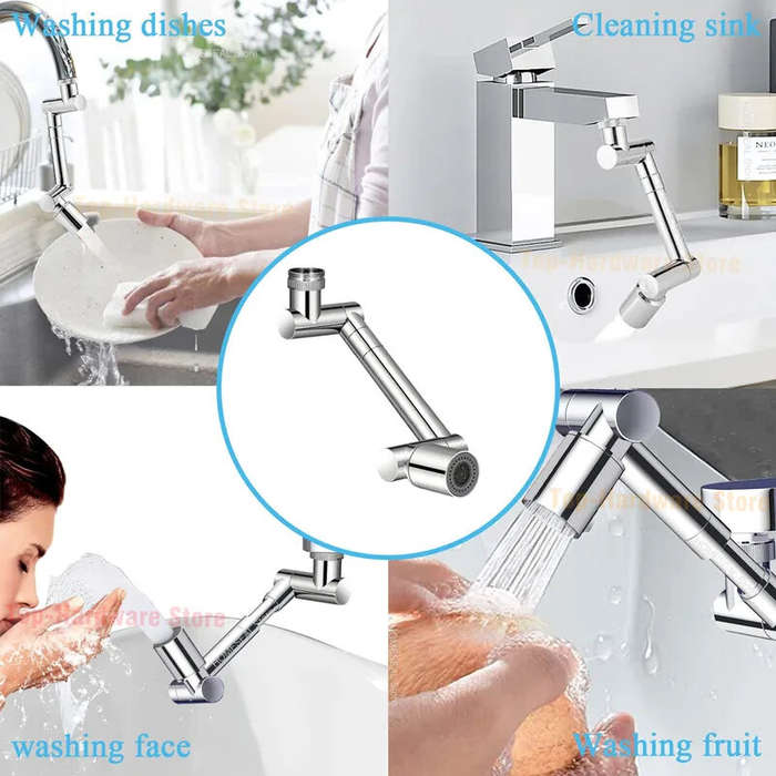 Black - 1440 Rotatable Scalable Metal Faucet Aerator Bathroom Tap Splash-proof Bubbler Faucet Filter