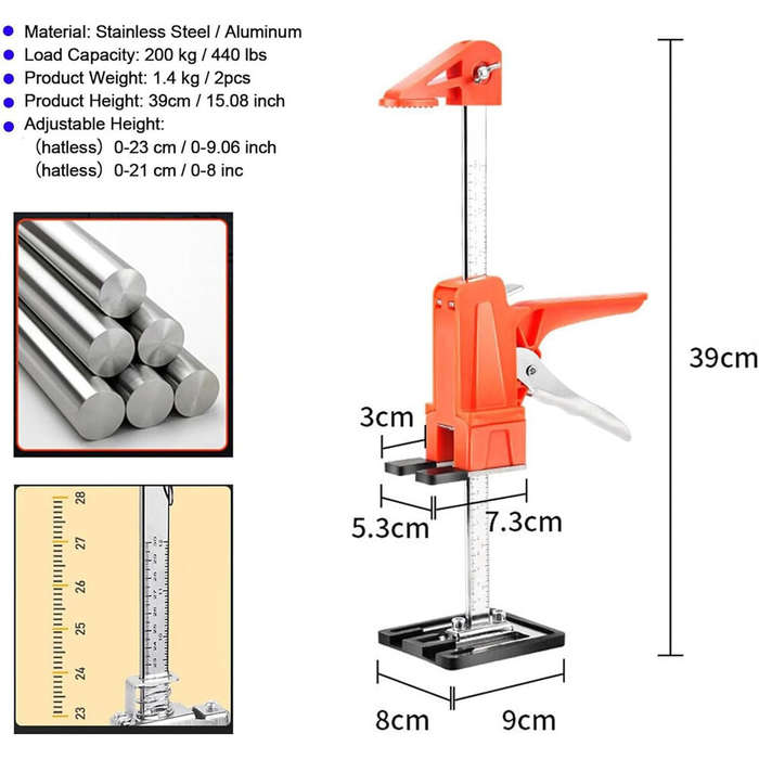2 PCS - 2PCS Labor Saving Handle Arm Jack Woodworking Clamps 400KG Lift Capacity Multi-Function Heig