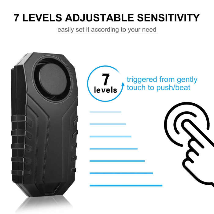 Black - Bicycle Alarm 113dB Anti-Theft Wireless Vibration Remote Control Bike Motorbike Alarms Home
