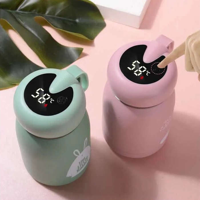 Brown - IPRee Water Bottles 320ml Thermos Cup 304 Stainless Steel Water Bottle Temperature LED Displ