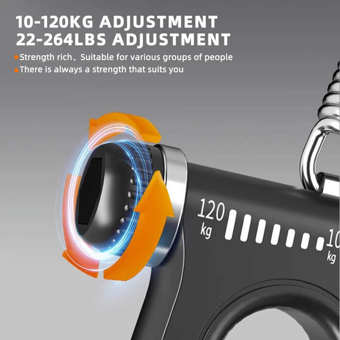 Black - 10-120kg Electronic Counting Hand Grips Strengthener Arm Spring Finger Massager Expander Han