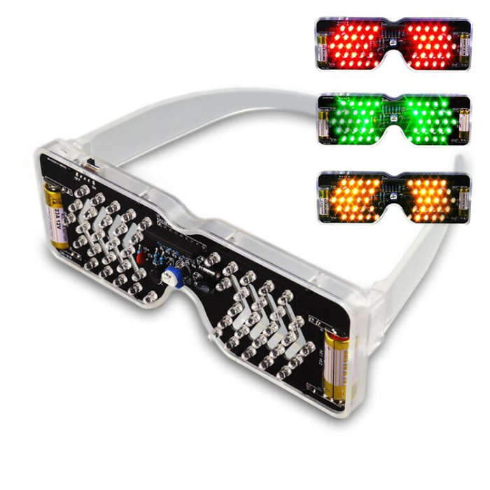 Green - DIY Kits LED Light Emitting Glasses Making Kit Voice Activated Light-emitting Diode Flashing